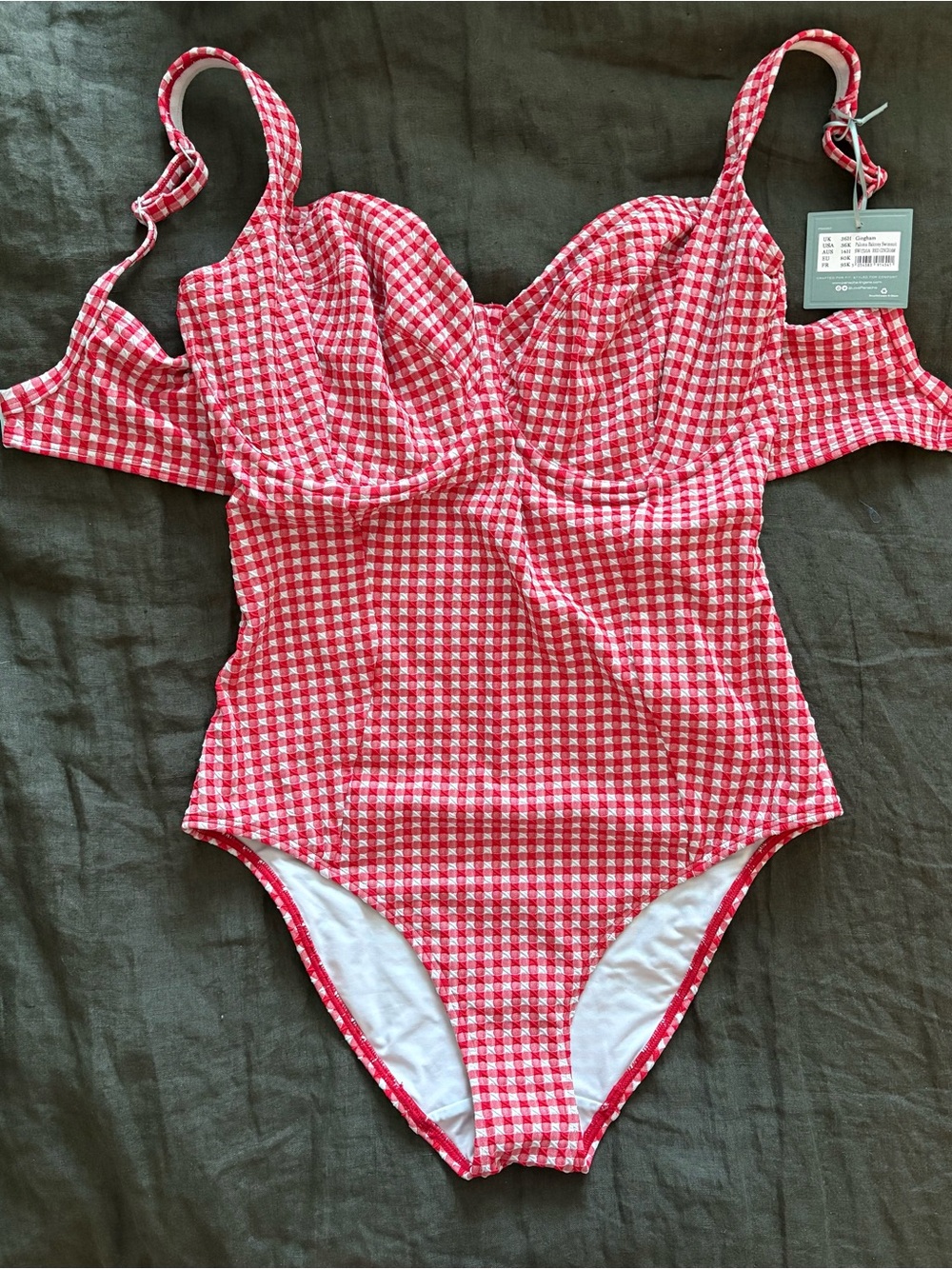 Panache Red and White Gingham One-Piece Swimsuit - Paloma Balcony Swimsuit
